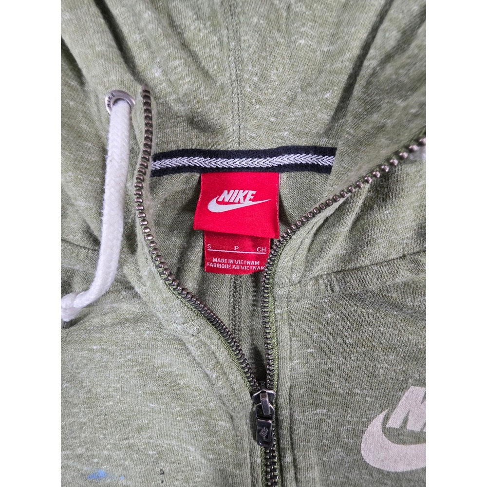Nike Sportswear Gym Vintage Full Zip Hoodie Olive Green Heather Womens Small - Picture 5 of 7